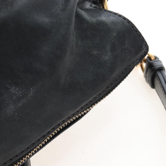 Miu Miu Hand Bag Leather 2way Black Gold Auth 167761M