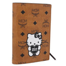 MCM x Sanrio Kitty Vicetos Logogram Compact Wallet Leather Brown Auth 167762SM-1