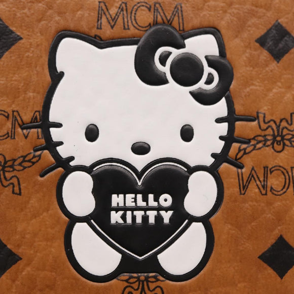 MCM x Sanrio Kitty Vicetos Logogram Compact Wallet Leather Brown Auth 167762SM