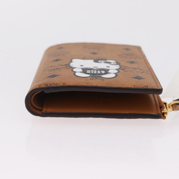 MCM x Sanrio Kitty Vicetos Logogram Compact Wallet Leather Brown Auth 167762SM