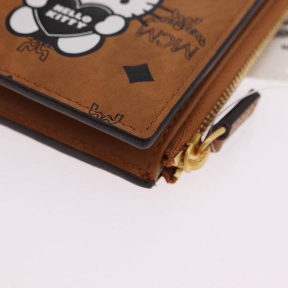MCM x Sanrio Kitty Vicetos Logogram Compact Wallet Leather Brown Auth 167762SM