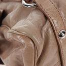 Miu Miu Hand Bag Leather 2way Beige Silver Auth 167764M-14