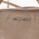 Miu Miu Hand Bag Leather 2way Beige Silver Auth 167764M-18