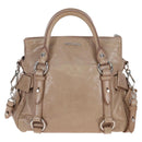 Miu Miu Hand Bag Leather 2way Beige Silver Auth 167764M-2