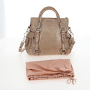 Miu Miu Hand Bag Leather 2way Beige Silver Auth 167764M-29