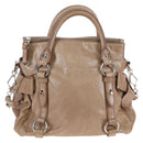 Miu Miu Hand Bag Leather 2way Beige Silver Auth 167764M-3