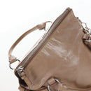 Miu Miu Hand Bag Leather 2way Beige Silver Auth 167764M-6