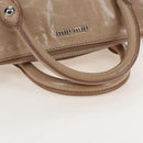 Miu Miu Hand Bag Leather 2way Beige Silver Auth 167764M-7