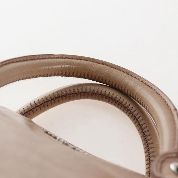 Miu Miu Hand Bag Leather 2way Beige Silver Auth 167764M