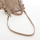Miu Miu Hand Bag Leather 2way Beige Silver Auth 167764M-9