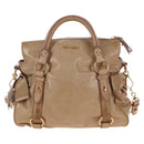 Miu Miu Hand Bag Leather 2way Beige Silver Auth 167765M-13
