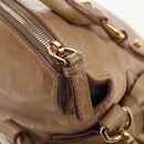 Miu Miu Hand Bag Leather 2way Beige Silver Auth 167765M-25