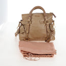 Miu Miu Hand Bag Leather 2way Beige Silver Auth 167765M-12