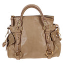 Miu Miu Hand Bag Leather 2way Beige Silver Auth 167765M-3