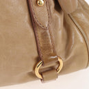Miu Miu Hand Bag Leather 2way Beige Silver Auth 167765M-4