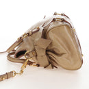 Miu Miu Hand Bag Leather 2way Beige Silver Auth 167765M-6