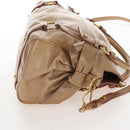 Miu Miu Hand Bag Leather 2way Beige Silver Auth 167765M-7