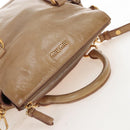 Miu Miu Hand Bag Leather 2way Beige Silver Auth 167765M-14