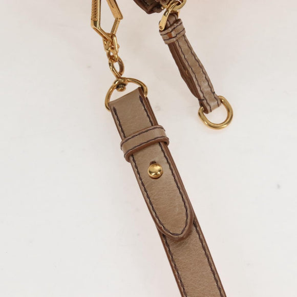 Miu Miu Hand Bag Leather 2way Beige Gold Auth 167766M