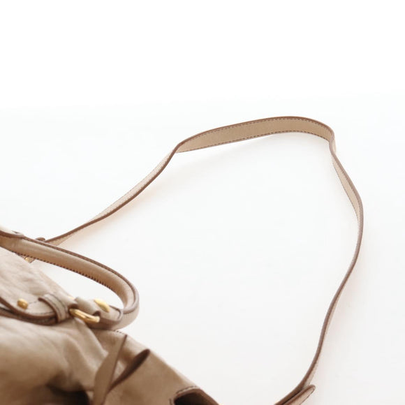 Miu Miu Hand Bag Leather 2way Beige Gold Auth 167766M