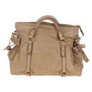 Miu Miu Hand Bag Leather 2way Beige Gold Auth 167766M-13