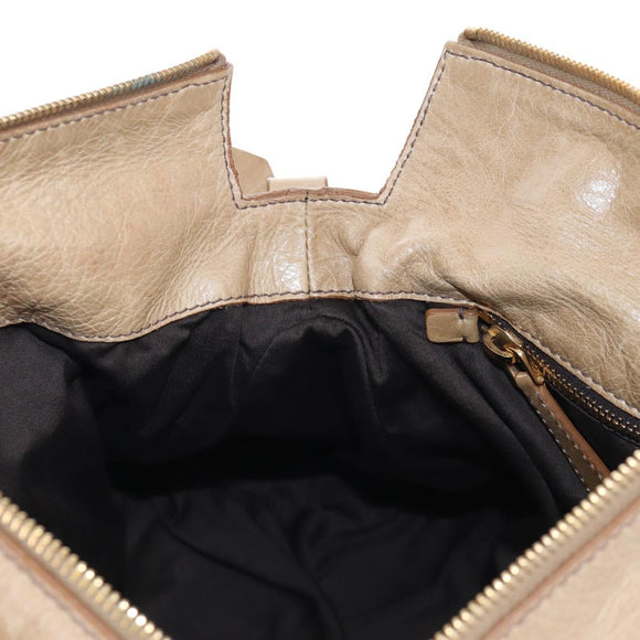 Miu Miu Hand Bag Leather 2way Beige Gold Auth 167766M