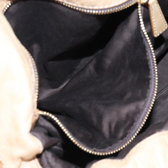 Miu Miu Hand Bag Leather 2way Beige Gold Auth 167766M