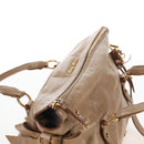 Miu Miu Hand Bag Leather 2way Beige Gold Auth 167766M-6