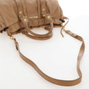 Miu Miu Hand Bag Leather 2way Beige Gold Auth 167767M-9