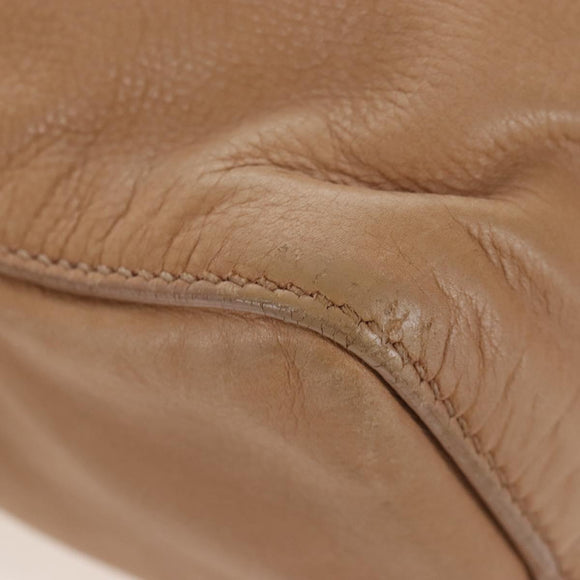 Miu Miu Hand Bag Leather 2way Beige Gold Auth 167767M
