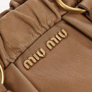 Miu Miu Hand Bag Leather 2way Beige Gold Auth 167767M-22