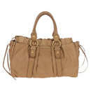 Miu Miu Hand Bag Leather 2way Beige Gold Auth 167767M-13