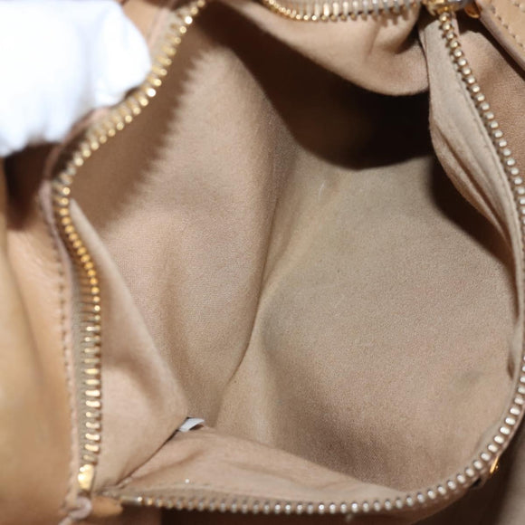 Miu Miu Hand Bag Leather 2way Beige Gold Auth 167767M
