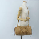 Miu Miu Hand Bag Leather 2way Beige Gold Auth 167767M-30