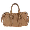 Miu Miu Hand Bag Leather 2way Beige Gold Auth 167767M-2