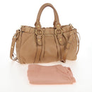 Miu Miu Hand Bag Leather 2way Beige Gold Auth 167767M-12