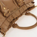 Miu Miu Hand Bag Leather 2way Beige Gold Auth 167767M-6