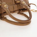 Miu Miu Hand Bag Leather 2way Beige Gold Auth 167767M-7