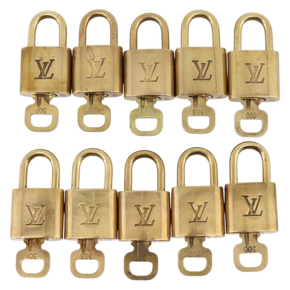 LOUIS VUITTON Padlock Metal 10 Set Gold LV Auth 167769