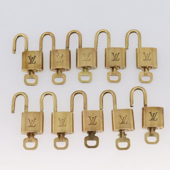 LOUIS VUITTON Padlock Metal 10 Set Gold LV Auth 167769