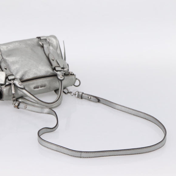 Miu Miu Hand Bag Leather 2way Silver Auth 167772M