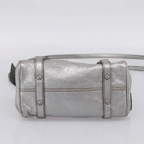 Miu Miu Hand Bag Leather 2way Silver Auth 167772M
