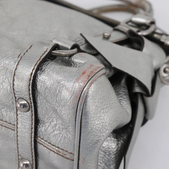 Miu Miu Hand Bag Leather 2way Silver Auth 167772M