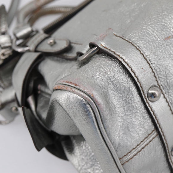 Miu Miu Hand Bag Leather 2way Silver Auth 167772M
