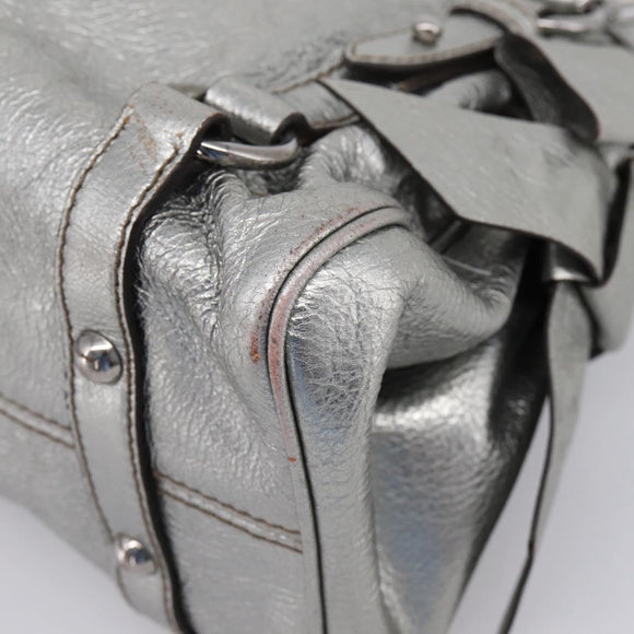 Miu Miu Hand Bag Leather 2way Silver Auth 167772M