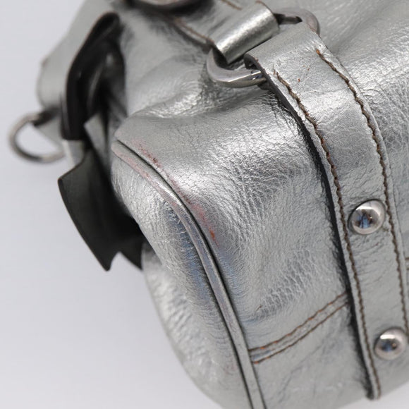 Miu Miu Hand Bag Leather 2way Silver Auth 167772M