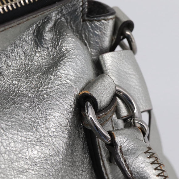 Miu Miu Hand Bag Leather 2way Silver Auth 167772M