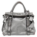Miu Miu Hand Bag Leather 2way Silver Auth 167772M-13