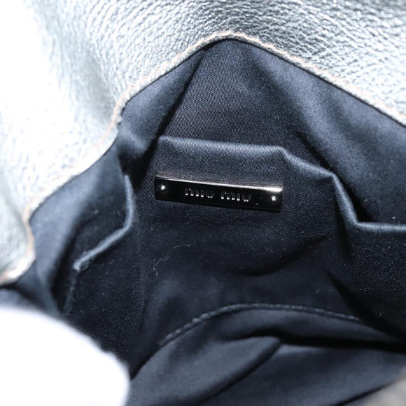 Miu Miu Hand Bag Leather 2way Silver Auth 167772M