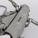 Miu Miu Hand Bag Leather 2way Silver Auth 167772M-6